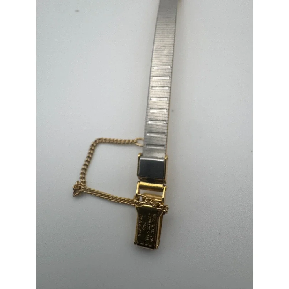 Vintage Pulsar Watch Ladies Gold Tone Black Dial NOS Working